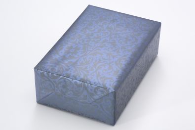 Gift wrapping paper Paisley blue metallic