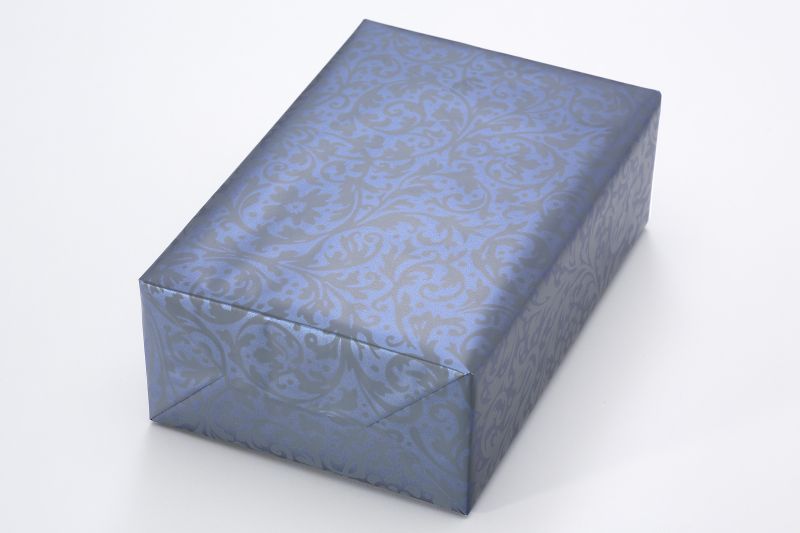 Gift wrapping paper Paisley blue metallic