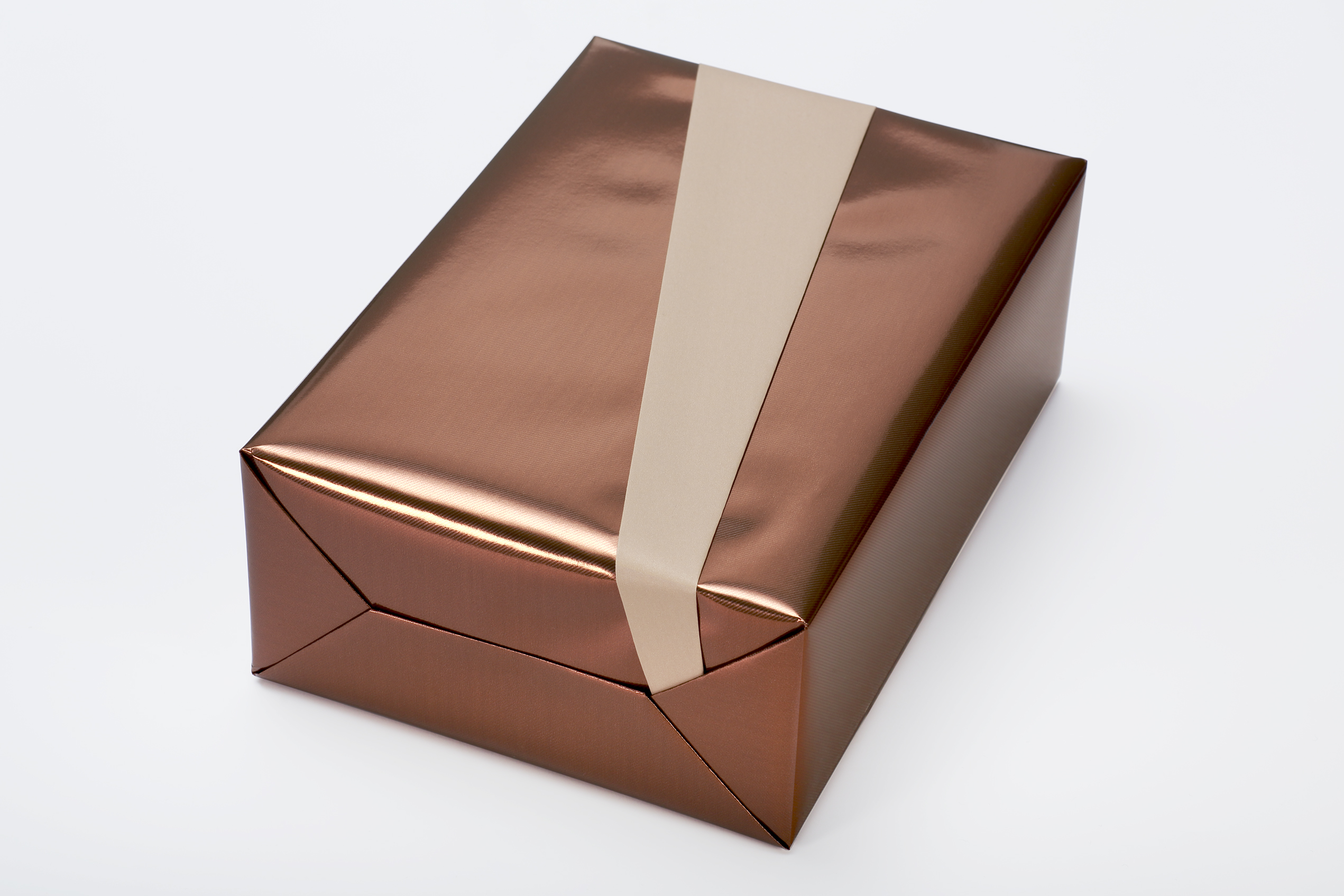 Gift wrapping paper solid color cognac metallic / cream
